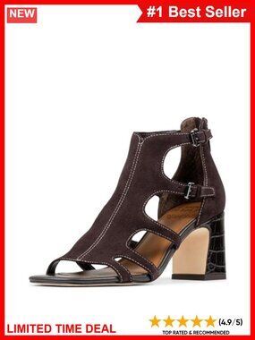 Oily Suede Heeled Sandals with Memory Foam Insole & Back Zipper
